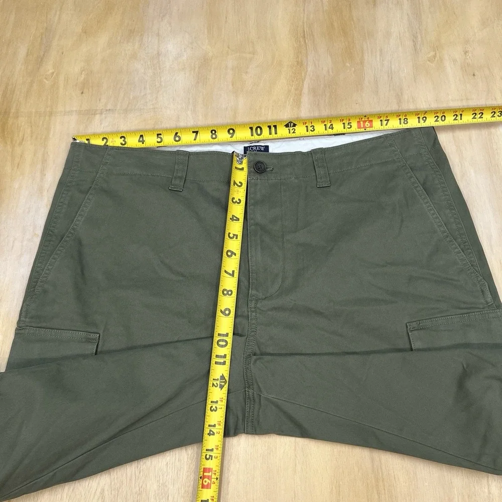 J Crew Flex Military Cargo Pants Mens 38x32 Slim Straight Green Twill Stretch
